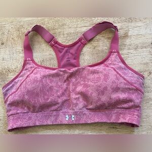 Under Armour Women’s Sz L UA Reflect Impulse Pink Print Mid Impact Sports‎ Bra
